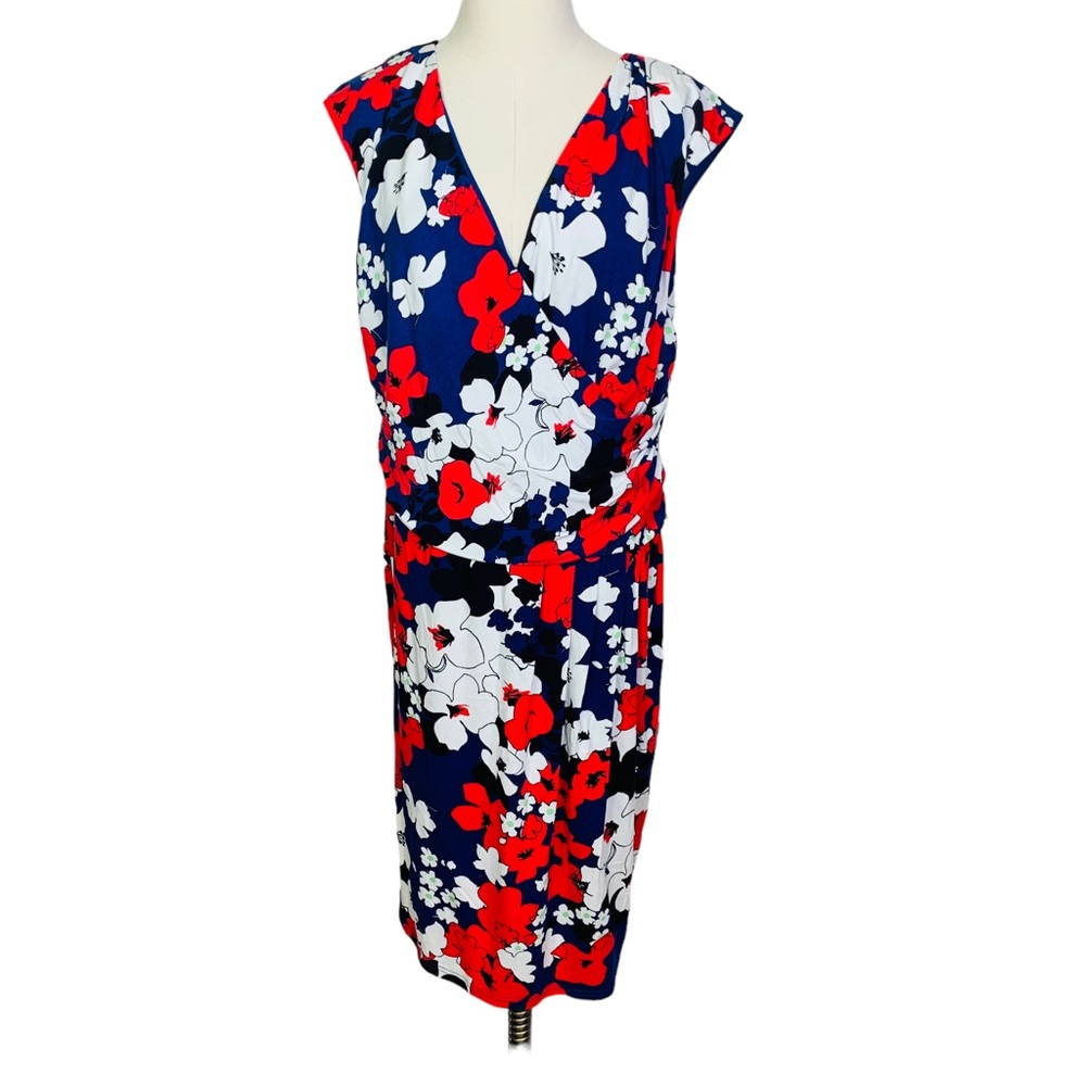 NWT Adrianna Papell Floral Wrap Blouson Dress 16W / 3577